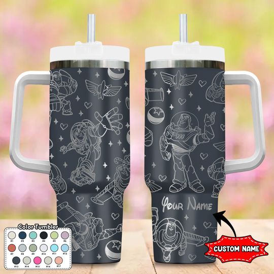Custom Toy Astronaut 40oz Tumbler, Cartoon Characters Cup Gift, Toy Movie Engraved Tumbler, Magic Kingdom Steel Tumbler, Birthday Gift