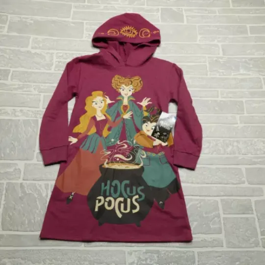 Disney Hocus Pocus Hoodie Dress Youth Girls  Jumbo Graphic Terry