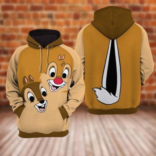 Chip And Dale 3D Hoodie, Disney Squirrel 3D Hoodie, Cartoon Movie 3D Hoodie, Magic Kingdom Costume 3D Hoodie