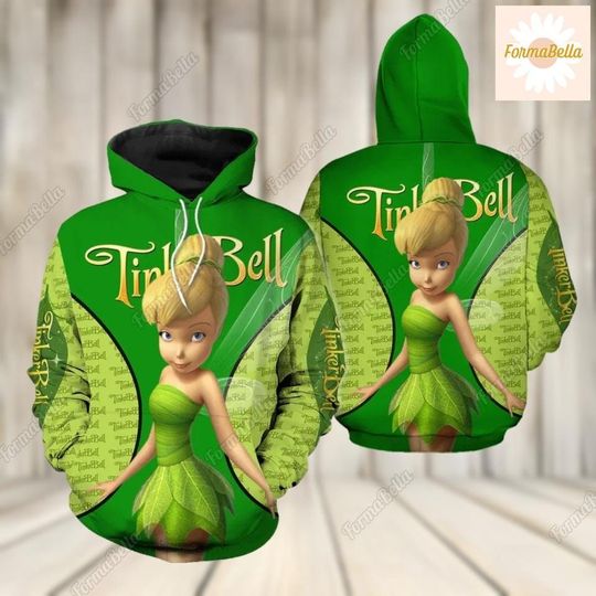 Disney Tinker Bell 3D Hoodie, Fairy Cartoon Character 3D Hoodie, Disney Princess 3D Hoodie
