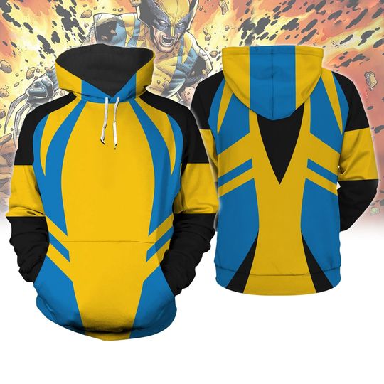 X-Men Wolverine Costume 3D Hoodie, Wolverine Cosplay Halloween 3D Hoodie, Superhero 3D Hoodie, Mutant Logan Costume 3D Hoodie