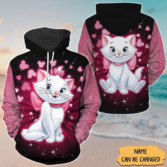Custom Marie Cat 3D Hoodie, Disney Mouse 3D Hoodie, The Aristocats 3D Hoodie, Movie Cartoon 3D Hoodie, Disneyworld 3D Hoodie