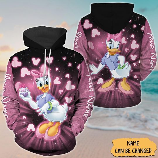 Custom Daisy Duck 3D Hoodie, Disney Mouse 3D Hoodie, Daisy 3D Hoodie, Movie Cartoon 3D Hoodie, Disney World 3D Hoodie