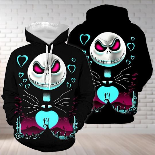 Nightmare Before Christmas Jack Sally Oogie Boogie 3D Hoodie, Disney Movie 3D Hoodie, Jack Skellington 3D Hoodie