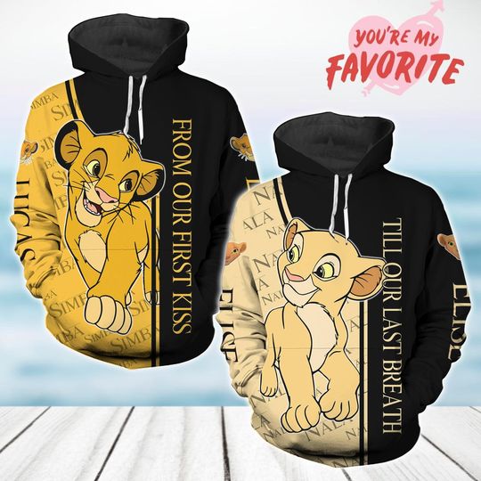 Disney Simba And Nala Valentine Couple 3D Hoodie, The Lion King Movie 3D Hoodie, Disney Trip 3D Hoodie, Valentine's Day 3D Hoodie