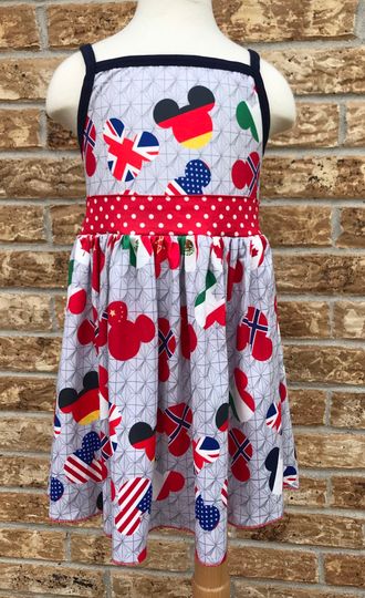 Discover Disney Epcot dress Mickey Mouse world flags girls Epcot dress Disney clothes