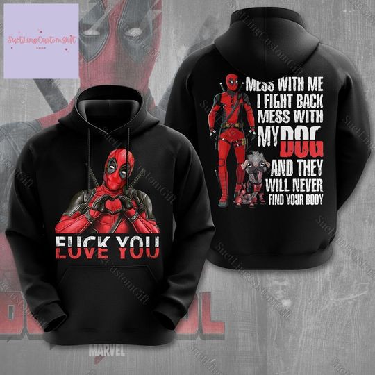 Deadpool And W 3D Hoodie, Deadpool And Dogpool 3D Hoodie, Deadpool 3 3D Hoodie, Deadpool Movie 3D Hoodie