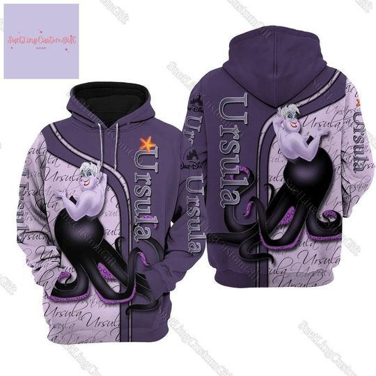 Ursula 3D Hoodie, Ursula 3D Hoodie, Evil Queen 3D Hoodie, Disney Villains 3D Hoodie, Ursula Lover Gift, Movie Lover 3D Hoodie