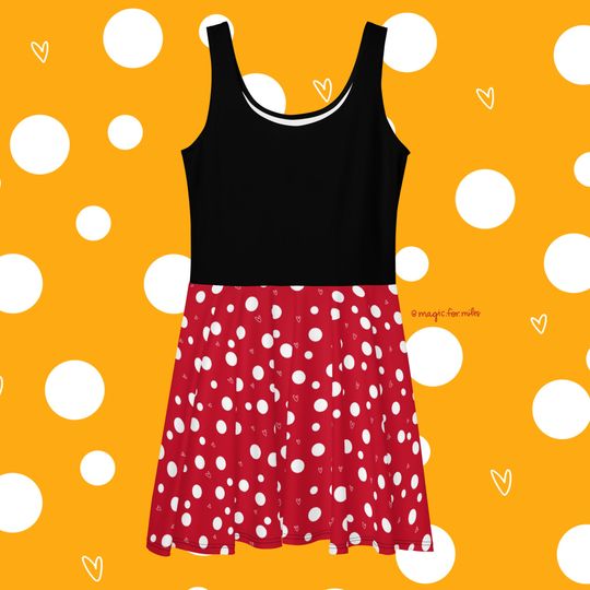 Discover Minnie Inspired Polka Dot and Black Top Skater Dress, RunDisney Minnie Costume