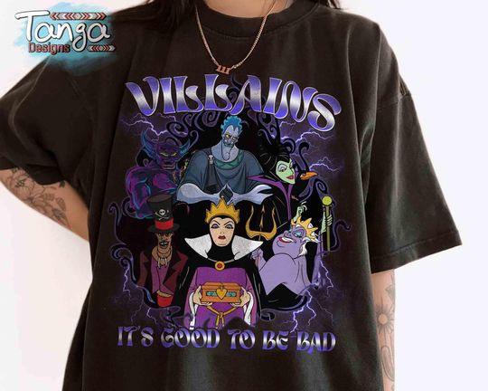 Retro Disney Villains It's Good To Be Bad T-shirt, Evil Queen, Maleficent, Scar, Hades, Chernabog, Disneyland T-Shirt