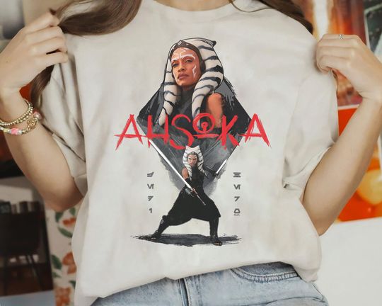 Disney Star Wars Ahsoka Tano Jedi Hero Aurebesh T-Shirt, Galaxy's Edge Hollywood Studios Disneyland T-Shirt