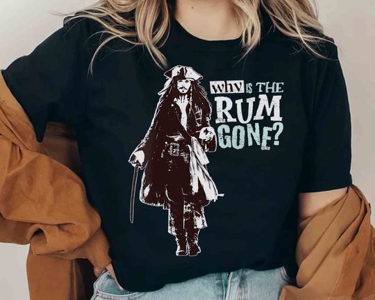 Disney Pirates of the Caribbean Captain Jack Why Is The Rum Gone Retro T-Shirt, Disney T-Shirt