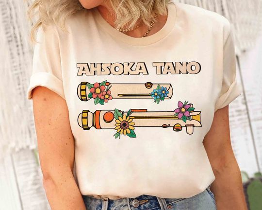 Retro Ahsoka Tano Jedi Lightsaber Floral T-shirt, Disney Star Wars Day 2025 T-shirt, Galaxy's Edge T-shirt