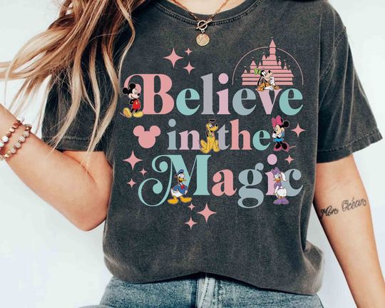 Discover Believe In The Magic Retro T-shirt, Disney Castle Mickey and Friends Matching T-shirt, Disneyland T-shirt
