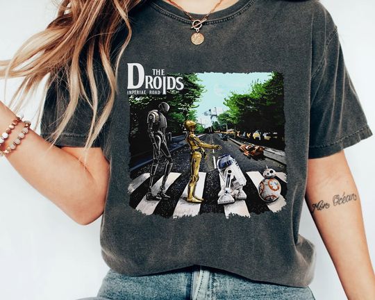 Star Wars The Droids Imperial R2-D2 C-3PO BB-8 Abbey Road Walking T-shirt, Disney Star Wars T-shirt