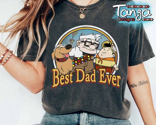 Retro Disney Pixar Up Best Dad Ever Carl Fredricksen Russell Dug T-shirt, WDW Trip T-shirt