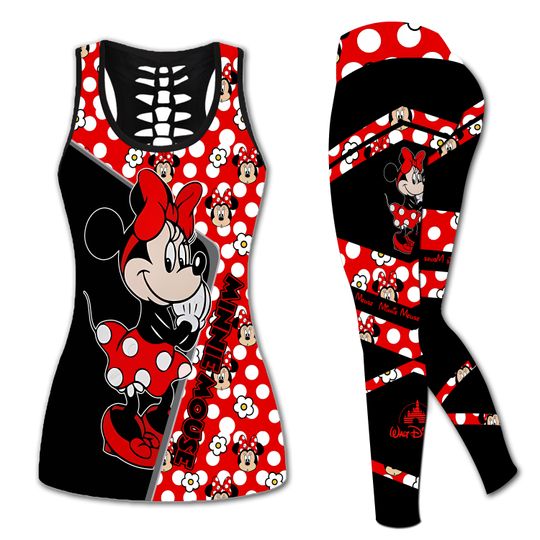 Minnie Mouse Disney Hollow Tank Top Legging Set, Disney Hollow Tank Top, Disney Leggings