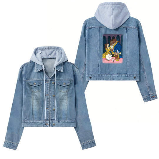 Beauty And The Beast Printed Denim Jacket