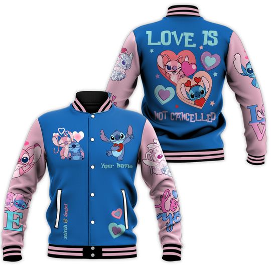 Custom Stitch And Angel Valentine’s Day Baseball Jacket Adult Varsity Jacket