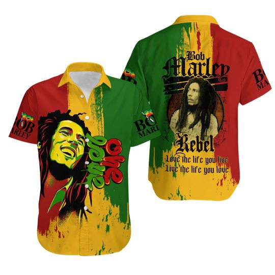 Bob Marley 3D Hawaiian Shirt, Bob Marley Hawaiian Polyester Shirt, Summer Music Shirt, Summer Gift