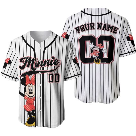 Personalized Minnie Mouse Baseball Jersey, Christmas Minnie Jersey Shirt, Disney Cartoon Basketball Jersey, Magic Kingdom Gift