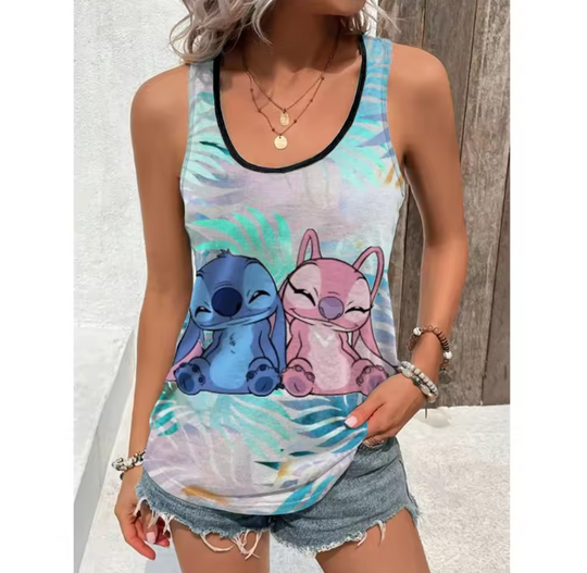 Disney Summer 3D Stitch Printed Tank Tops