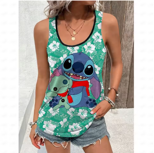 Disney Summer 3D Stitch Printed Tank Tops