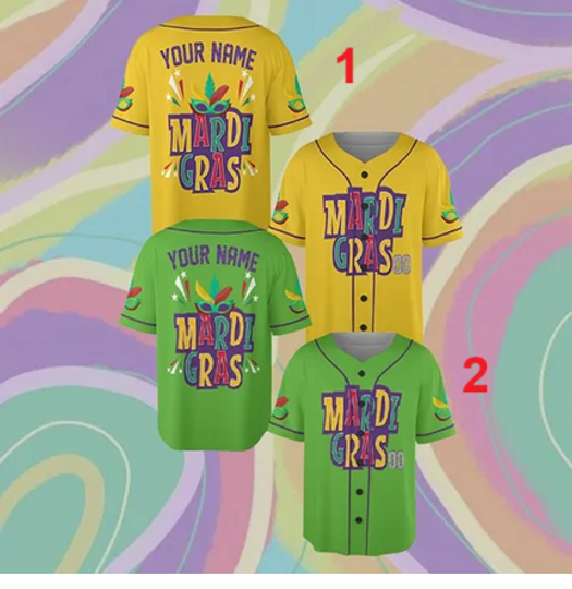 Personalized Mardi Gras Baseball Jersey, Custom Name And Number Mari Gras Baseball Jersey, Louisiana Festival Shirt, New Orleans Carnival