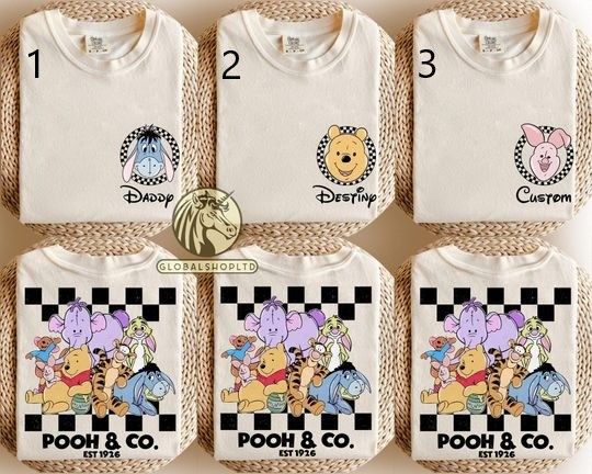Custom Disney Pooh And Friends Shirts, Custom Name Disney Family 2025 Shirts, Retro WDW Disneyland Trip Tee, Disney Family Vacation Shirts