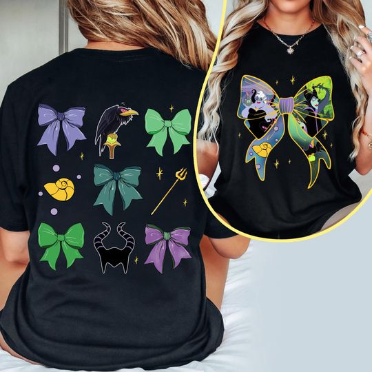 Two Sided Vintage Disney Witch Shirt, Maleficent and Ursula Tee, Disney Villains Shirt, Wizard Magic, Disneyland Girl Trip Matching 2025
