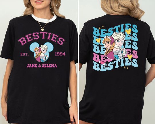 Disney Elsa and Anna Besties Shirt, Girls Trip Matching Custom Tee, Best Friend Shirt, Disneyland Vacation Tee, Disney Cousins Tee