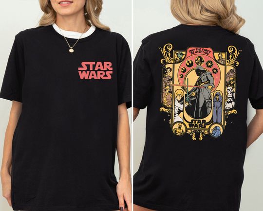 Art Nouveau Star Wars Shirt, Disney Darth Vader Shirt, R2D2 C3PO Shirt, Chewbacca And Princess Leia Tee, Death Star Shirt, Stormtrooper Tee