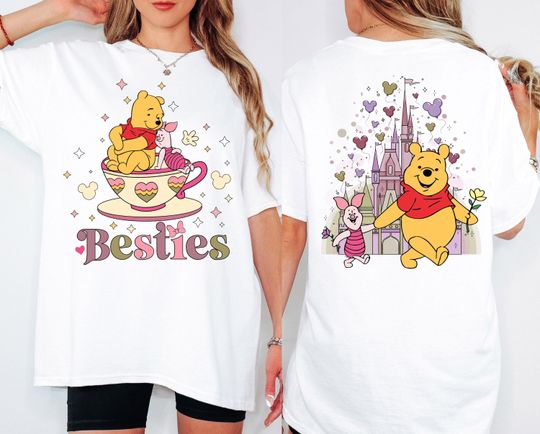 Winnie Pooh And Piglet Besties Shirt, Disney Family Vacation Shirt, Disneyland Girls Trip 2025 Tee, Disney Honeymoon T-Shirt