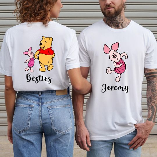 Custom Pooh and Piglet Besties T-Shirt, Best Friends Shirt, 2-Sided Besties Trip Shirt, Winnie the Pooh Bff Matching Shirt,BFF Birthday Gift