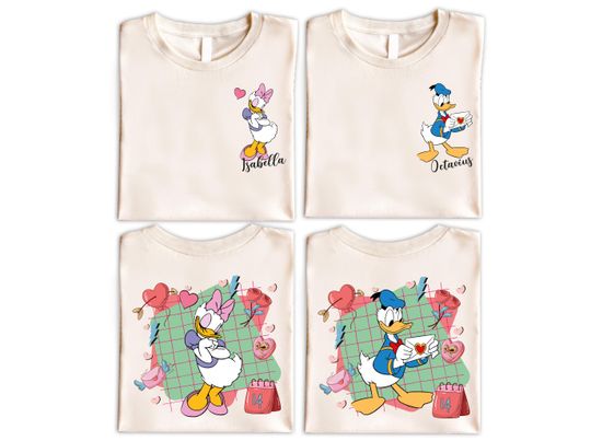 Daisy Duck & Donald Duck Valentine Shirt, Custom Disney Couple Shirt, Disney Valentines Day Matching Shirts, Disneyland Honeymoon Shirt