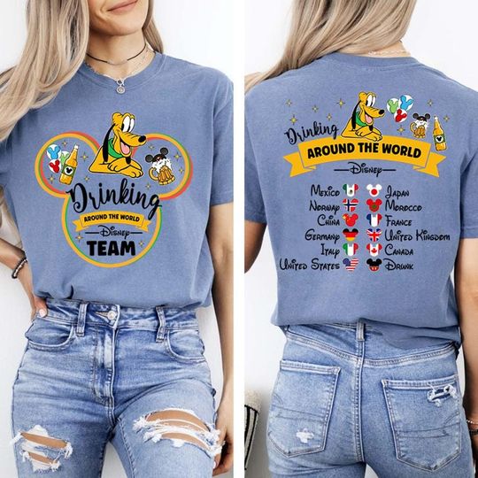 Two Sided Drinking Team Shirt, Epcot Drinking Around The World Shirt, Drink Shirt, Family Vacation Shirt, Epcot Food And Wine Festival Shirt