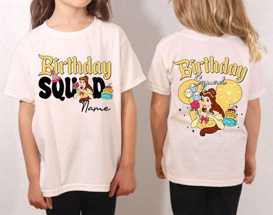 Personalized Princess Birthday Shirt, Princess Belle Birthday Squad Shirt, Princess Birthday Boy Girls Shirt, Magic Kingdom Birthday Shirt