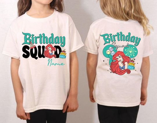 Personalized Princess Birthday Shirt, The Little Mermaid Birthday Squad Shirt, Princess Birthday Boy Girl Shirt, Magic Kingdom Birthday Trip