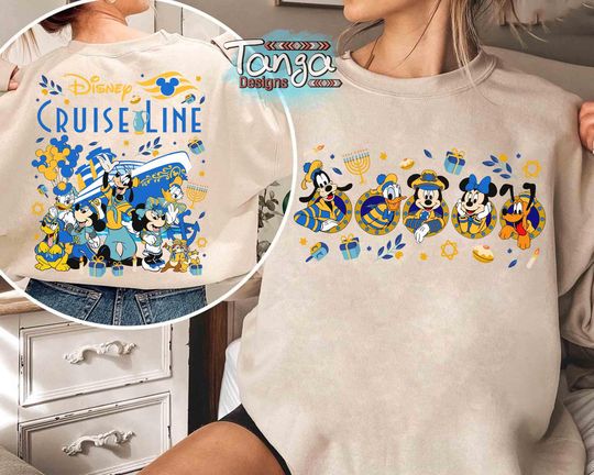 2-sided Mickey & Friends Happy Hanukkah Disney Cruise Line 2025 Shirt, Family Cruise Vacation Shirt