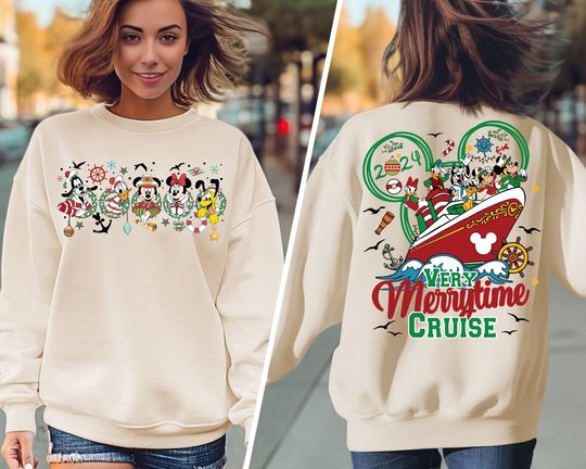 2-sided Mickey & friends Very Merrytime Cruises Christmas Shirt, Mickey's Very Merry Xmas Party, Disney Wish Fantasy Magic Wonder
