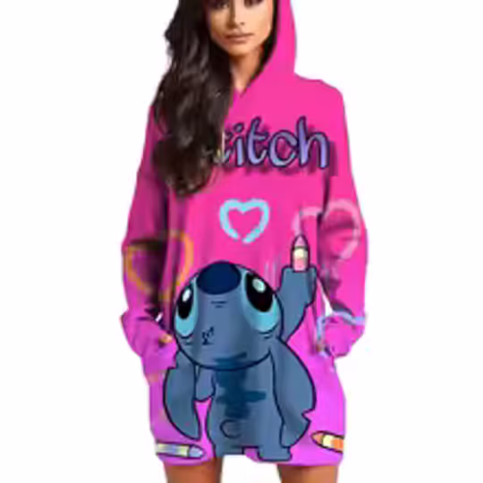 Discover Disney Elegant Women's Hoodie Dress Sweater Dress Mini Hoodie Women's Dress Long Sleeve Women's Party 2024 Kawaii Y2k Top