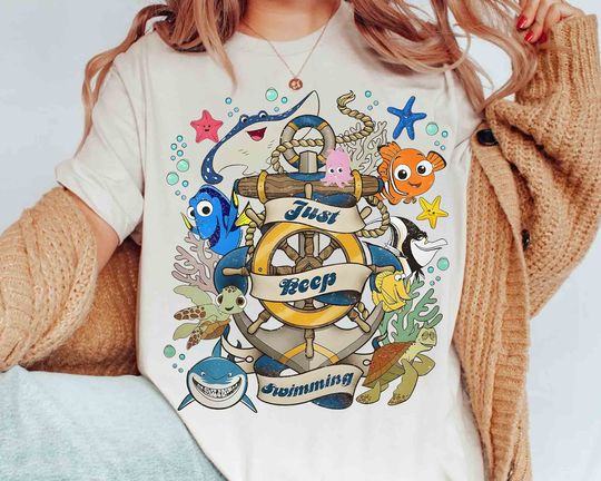 Cute Finding Dory Just Keep Swimming T-shirt, Disney Pixar Cute Finding Nemo T-shirt, Magic Kingdom Disneyland T-shirt