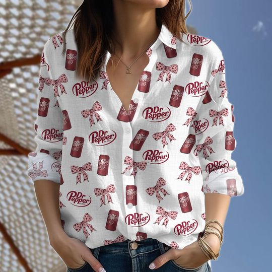 Coquette Dr Pepper Blouse Shirt, Cute Soda Drink Shirt, Drpepper Women Blouses, Drinking Shirt, Soda Lover Long Sleeve Shirt, Funny Gift