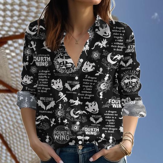 Fourth Wing Blouse Shirt, Dragon Rider Women Blouses, Onyx Storm Shirt, Bookish Long Sleeve Shirt, Violet Sorrengail, Gift For Book Love