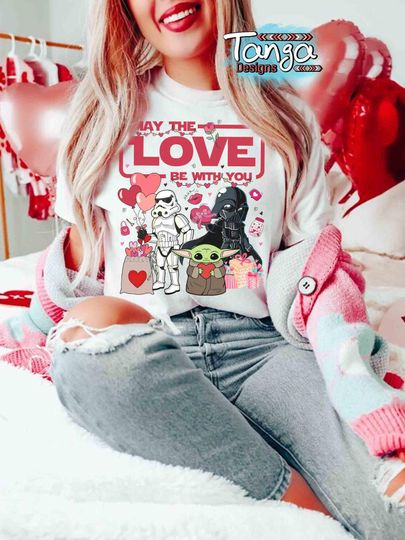 May the Love be with you Star wars Happy Valentine's day T-shirt, Disney Galaxy's Edge Valentine T-shirt, WDW Disneyland T-shirt