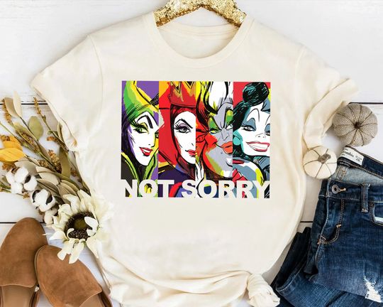 Discover Disney Villains Characters Female Baddies Not Sorry T-Shirt