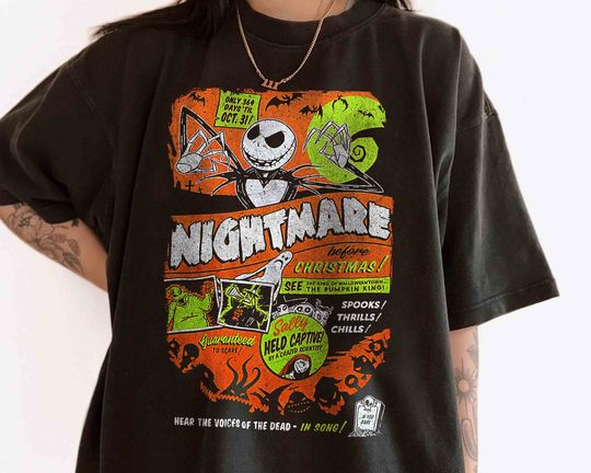 Vintage Nightmare Before Christmas Characters Poster T-Shirt, Jack Sally Oogie Boogie T-Shirt, Disneyland T-Shirt