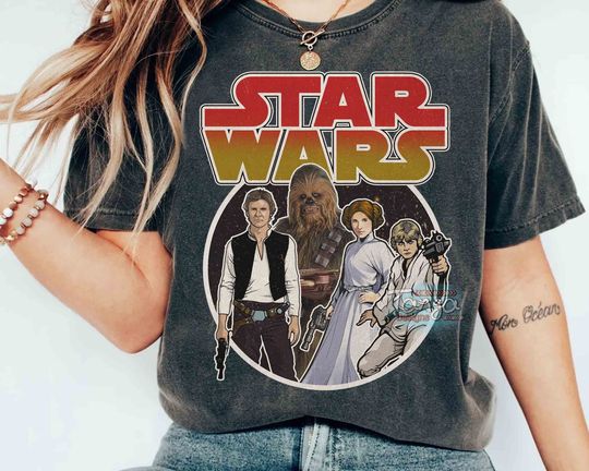 Star Wars Group Han Solo Leia Chewie Luke Vintage T-shirt, May The 4th Be With You T-Shirt, Hollywood Studios Galaxy's Edge T-Shirt