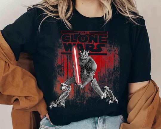 Star Wars Clone Wars Darth Maul Lightsaber Portrait T-Shirt, Galaxy's Edge Hollywood Studios T-Shirt, Disneyland Family T-Shirt