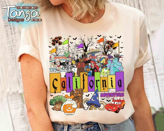 Disneyland California Adventure Halloween T-Shirt, Toy Story T-Shirt, Mickey Skeleton T-Shirt, MC Queen Pumpkin T-Shirt